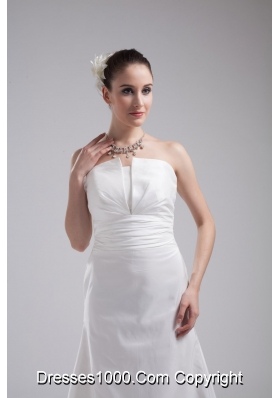 A-line Strapless Ruching Taffeta Wedding Dress