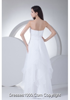 A-line Strapless Ruffles Organza Wedding Dress