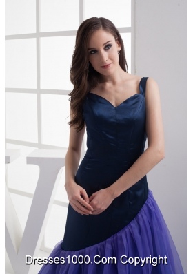 A-line Straps Purple Ruffled Layers Organza Prom Dress