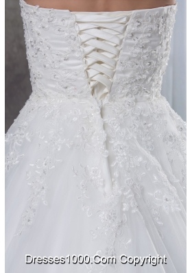 A-line Sweetheart Appliques Tulle Wedding Dress