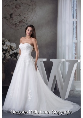 A-line Sweetheart Appliques Tulle Wedding Dress