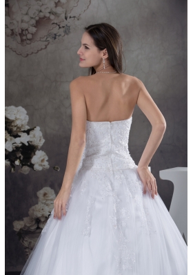 A-line Wedding Dress With Appliques Court Tarin Tulle