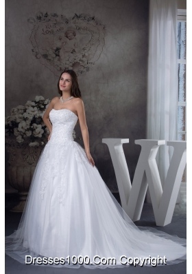 A-line Wedding Dress With Appliques Court Tarin Tulle