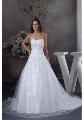 A-line Wedding Dress With Appliques Court Tarin Tulle