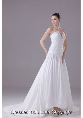 Appliques A-line / Princess Wedding Dress With Pleats Court Train