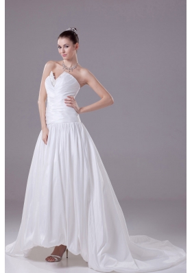 Appliques A-line / Princess Wedding Dress With Pleats Court Train