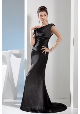 Appliques Mermaid Asymmetrical Black Mother of the Bride Dress