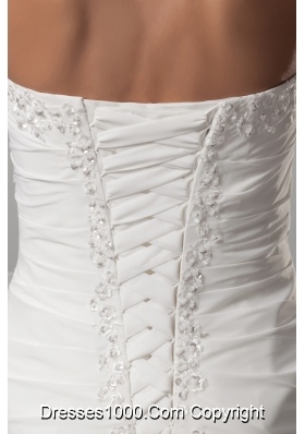 Appliques Sweetheart Column Wedding Dress With Lace Up Back