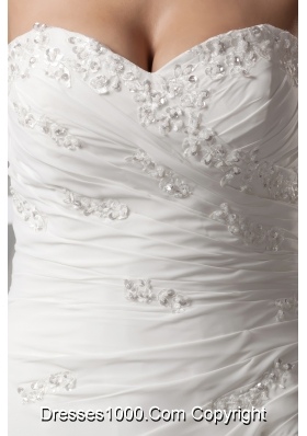 Appliques Sweetheart Column Wedding Dress With Lace Up Back