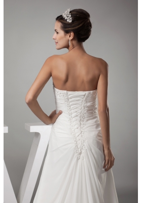 Appliques Sweetheart Column Wedding Dress With Lace Up Back