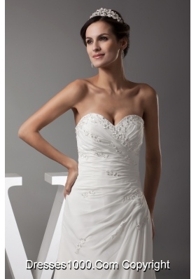 Appliques Sweetheart Column Wedding Dress With Lace Up Back