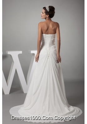 Appliques Sweetheart Column Wedding Dress With Lace Up Back