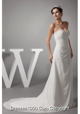 Appliques Sweetheart Column Wedding Dress With Lace Up Back