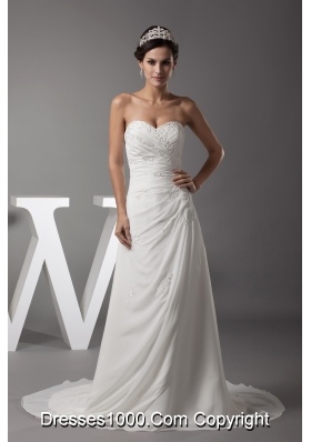 Appliques Sweetheart Column Wedding Dress With Lace Up Back