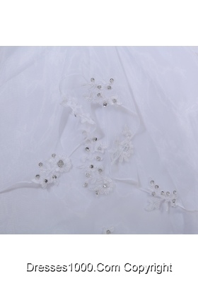 Appliques With Beading Strapless Ball Gown Floor-length Wedding Dress