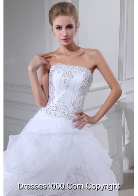 Appliques With Beading Strapless Ball Gown Floor-length Wedding Dress