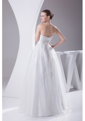 Beading and Belt Column Strapless long Wedding Dress