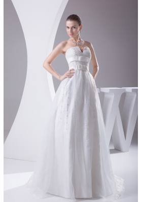 Beading and Belt Column Strapless long Wedding Dress