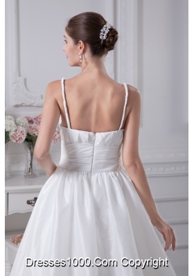 Beading Brush Train A-Line Straps Wedding Dress