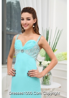 Beading Ruching Straps Long Prom Dress