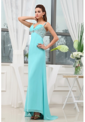 Beading Ruching Straps Long Prom Dress