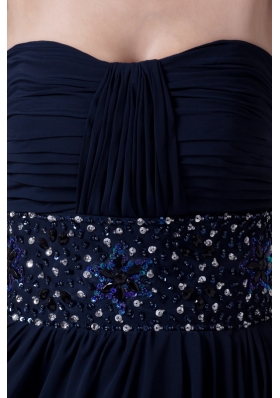 Beading Strapless Navy Blue Long Mother of the Bride Dress