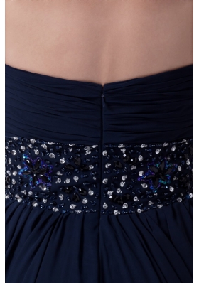 Beading Strapless Navy Blue Long Mother of the Bride Dress