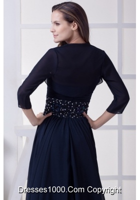 Beading Strapless Navy Blue Long Mother of the Bride Dress