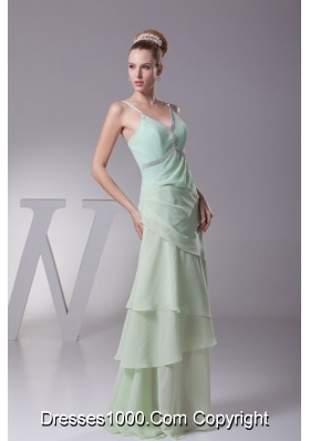 Beading V-neck Column Long Mother of Bride Dresses