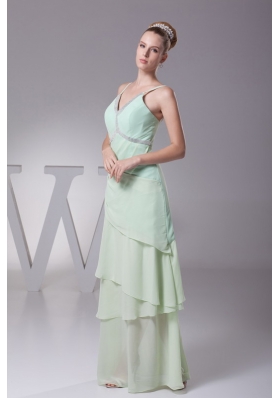 Beading V-neck Column Long Mother of Bride Dresses