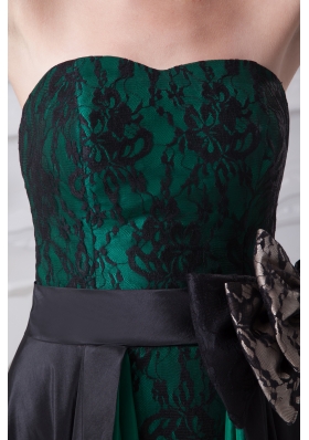 Black and Green Sweetheart Bowknot High-low Prom Dress