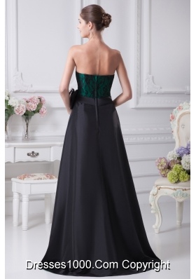 Black and Green Sweetheart Bowknot High-low Prom Dress