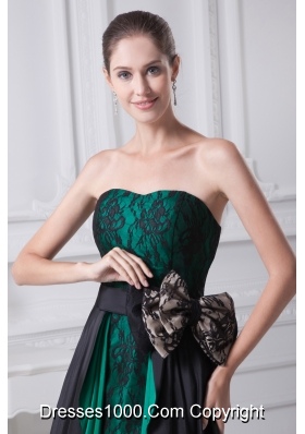 Black and Green Sweetheart Bowknot High-low Prom Dress