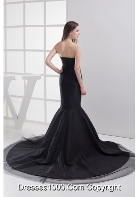 Black Mermaid Sweetheart Ruching Prom Dress