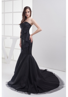 Black Mermaid Sweetheart Ruching Prom Dress