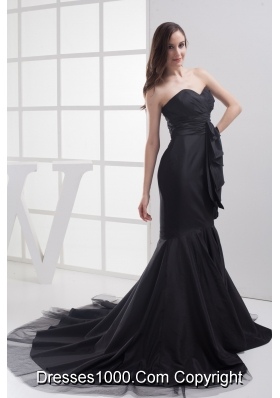 Black Mermaid Sweetheart Ruching Prom Dress