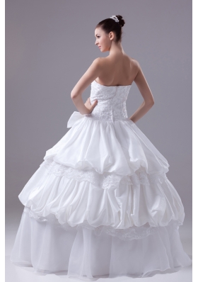 Bowknot Gorgeous Long Ball Gown Strapless Wedding Dress