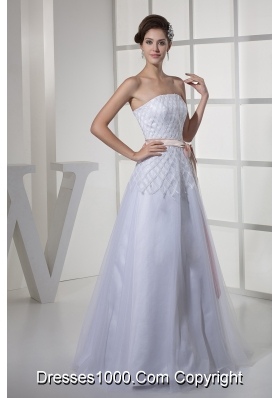 Brand New Strapless Sash A-line / Princess Wedding Dress