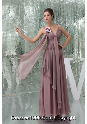 Burgundy Spaghetti Straps Ruching Chiffon Mother of the Bride Dress