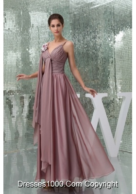 Burgundy Spaghetti Straps Ruching Chiffon Mother of the Bride Dress