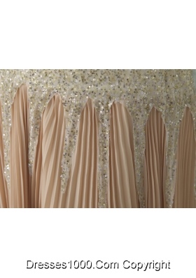 Champagne Strapless Sequins Empire Prom Dress With Brush Train