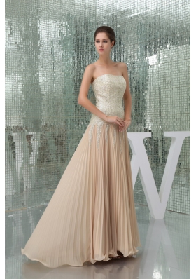 Champagne Strapless Sequins Empire Prom Dress With Brush Train