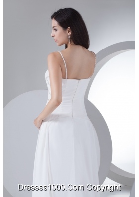 Column V-neck Appliques Chiffon Wedding Dress