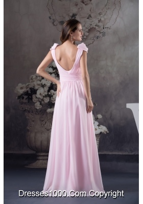 Empire Prom Dress With Long Beading Cap Sleeves Scoop Neck