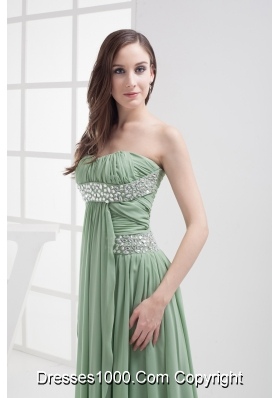 Empire Strapless Beading Chiffon Ruching Prom Dress