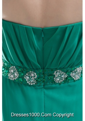 Empire Turquoise Strapless Appliques Ruching Prom Dress