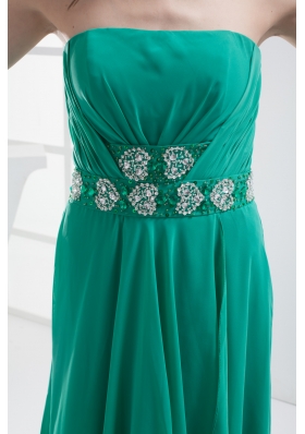 Empire Turquoise Strapless Appliques Ruching Prom Dress