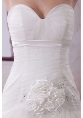 Handle Made Flower A-Line Court Train Sweetheart Wedding Dress