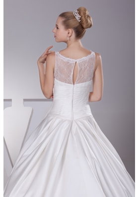 Lace A-Line Scoop Court Train Wedding Dress