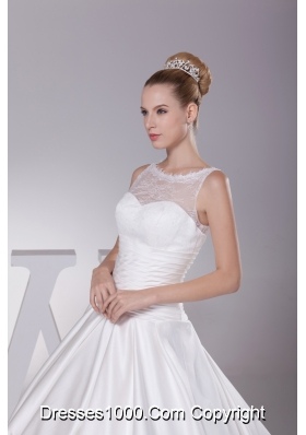 Lace A-Line Scoop Court Train Wedding Dress